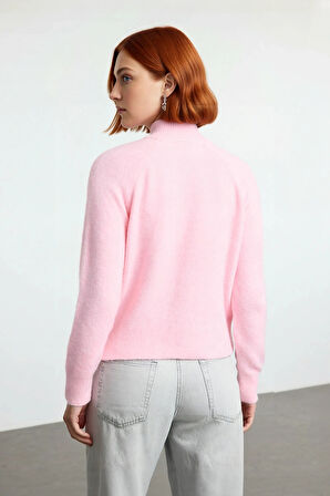 Kadın Cool Comfort Oversize Dik Yaka Triko Kazak Basic Rahat Kışlık Bordo Günlük Şıklığı Tamamlar