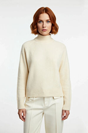 Kadın Cool Comfort Oversize Dik Yaka Triko Kazak Basic Rahat Kışlık Bordo Günlük Şıklığı Tamamlar