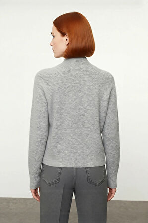 Kadın Cool Comfort Oversize Dik Yaka Triko Kazak Basic Rahat Kışlık Bordo Günlük Şıklığı Tamamlar