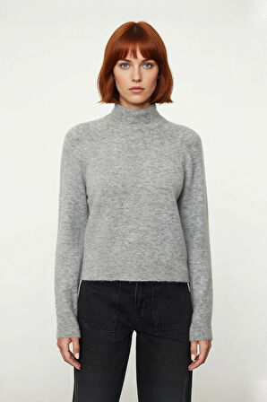 Kadın Cool Comfort Oversize Dik Yaka Triko Kazak Basic Rahat Kışlık Bordo Günlük Şıklığı Tamamlar