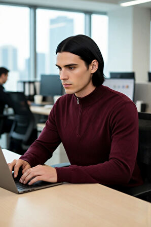 Erkek Casual Şık Regular Fit Pamuk Akrilik Triko Yarım Balıkçı Fermuarlı Kazak Kış İçin Kaliteli