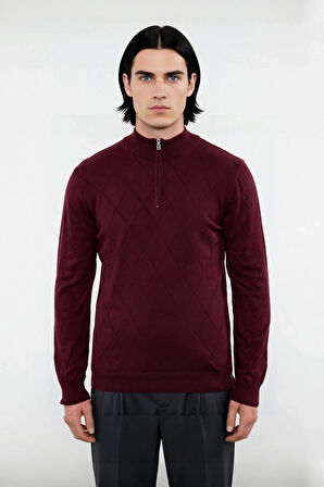 Erkek Casual Şık Regular Fit Pamuk Akrilik Triko Yarım Balıkçı Fermuarlı Kazak Kış İçin Kaliteli