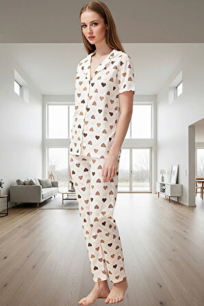 2'li Kalpli Pijama Takımı Pamuk Polyester Örme Kumaş Özenle Seçilmiş Profesyonel Görünüm