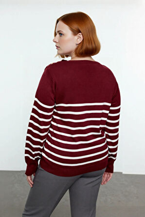 Kadın Bisiklet Yaka Çizgili Triko Kazak Standart Kol Rahat Kalıp Günlük Sonbahar Kış Şıklığı