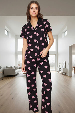 Kalpli Pamuklu Pijama Takımı Örme Kumaş Rahat Kalıp Premium Kalite Dayanıklı Malzeme