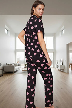 Kalpli Pamuklu Pijama Takımı Örme Kumaş Rahat Kalıp Premium Kalite Dayanıklı Malzeme