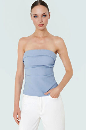 Basic Straplez Bluz %88 Polyester %12 Elastan Renk Yazlık Günlük Kullanım İçin