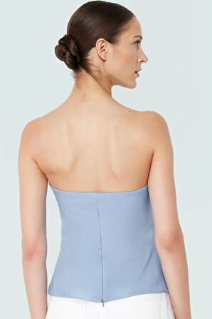 Basic Straplez Bluz %88 Polyester %12 Elastan Renk Yazlık Günlük Kullanım İçin