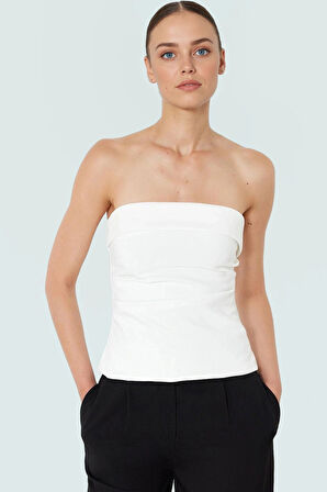 Basic Straplez Bluz %88 Polyester %12 Elastan Renk Yazlık Günlük Kullanım İçin