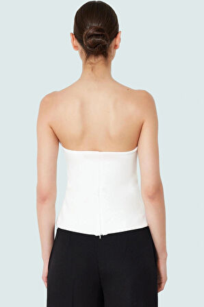 Basic Straplez Bluz %88 Polyester %12 Elastan Renk Yazlık Günlük Kullanım İçin