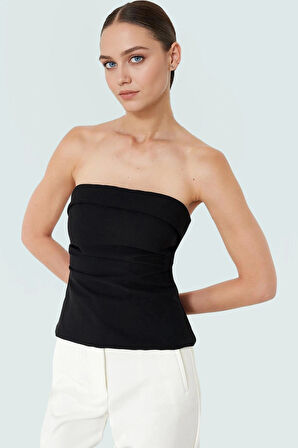 Basic Straplez Bluz %88 Polyester %12 Elastan Renk Yazlık Günlük Kullanım İçin