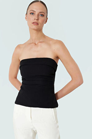 Basic Straplez Bluz %88 Polyester %12 Elastan Renk Yazlık Günlük Kullanım İçin