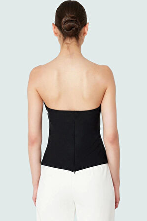 Basic Straplez Bluz %88 Polyester %12 Elastan Renk Yazlık Günlük Kullanım İçin