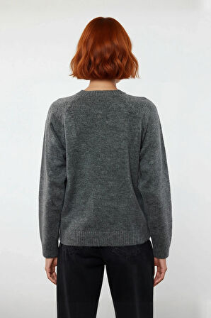 Kadın Triko Kazak Düğmeli Bisiklet Yaka Reglan Kol Orta Kalınlık Kış Mevsimi İçin Casual Şıklık