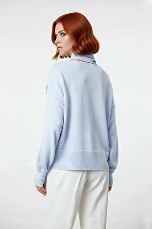 Kadınlara Özel Oversize Rahat Düşük Kol Şal Yaka İki Parça Triko Kazak Akrilik Konforuyla Kaliteli