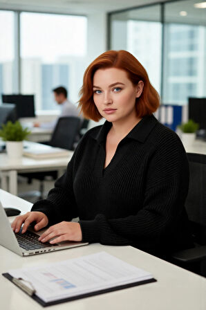 Kadın Basic Selanik Örgü Polo Yaka Relaxed Kalıp Akrilik Triko Kazak Soğuk Günlerin Vazgeçilmezi