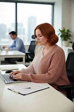 Kadın Rahat Kesim Akrilik Triko Kazak Renk Bloklu V Yaka Uzun Kollu Selanik Örgü Kış Stili