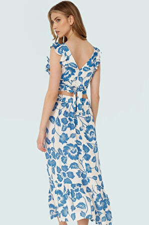 Plaj Şıklığı İçin Puantiyeli Viskoz Bluz Etek Takım Özel Tasarım Dayanıklı Malzeme