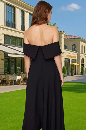 Rahat Astarlı Midi Abiye Elbise Skater Kalıp Yazlık Finike Dokuma Profesyonel Görünüm Trend Tasarım