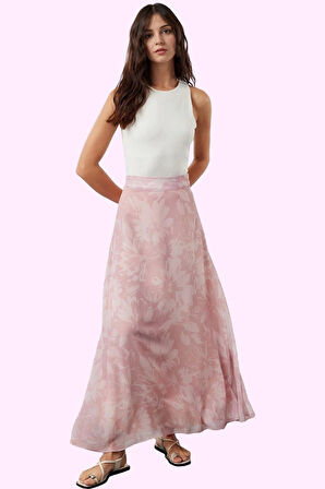 Kadın Maxi Boy A line Kalıp Batik Desenli Dokuma Etek Günlük Kullanım Yaz Aylarının Vazgeçilmezi