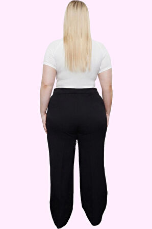 Kadın Büyük Beden Finike Dokuma Uzun Pantolon Yüksek Bel Wide Leg Günlük Dayanıklı Malzeme