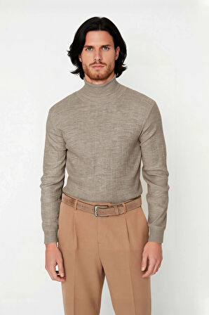 Erkekler İçin Düz Desen Balıkçı Yaka Akrilik Triko Kazak Kış Sezonunda Rahatlığı Ve Zarafeti