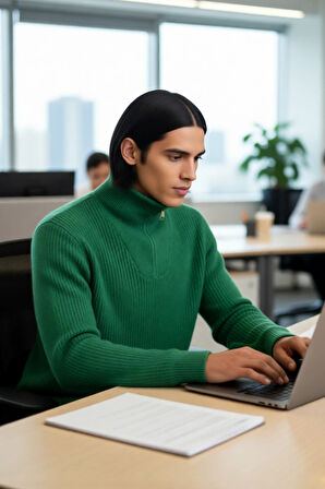 Erkek Casual Giyim İçin İdeal Regular Fit Düz Desen Fermuarlı Balıkçı Yaka Kalın Triko Kazak