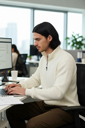 Erkek Basic Regular Fit Fermuarlı Dik Yaka Selanik Örgü Triko Kazak Günlük Stilinize Modern Dokunuş.