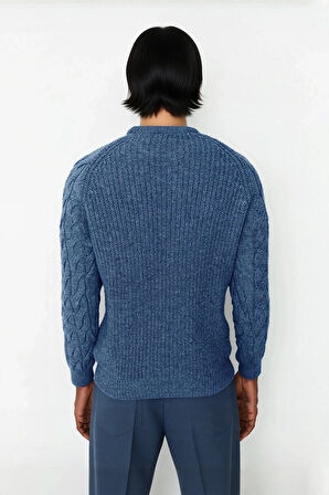 Unisex Basic Regular Kalıp Bisiklet Yaka Saç Örgü Desenli Kalın Triko Kazak Kışlık Şıklık Kaliteli