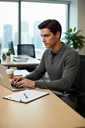 Erkek Gri Regular Polo Yaka Triko Kazak İle Kışın Smart Casual Şıklığı Yaşayın Kaliteli Şık