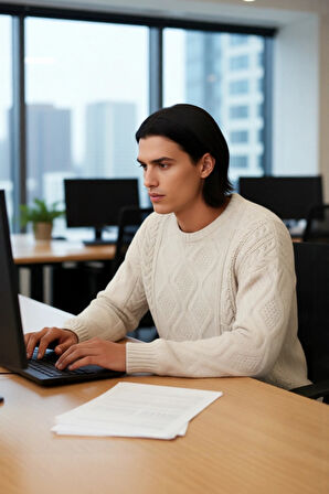 Erkek Basic Oversize Kalın Saç Örgülü Bisiklet Yaka Kazak Rahat Ve Stil Sahibi Kombinler Kaliteli