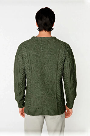 Erkek Basic Oversize Kalın Saç Örgülü Bisiklet Yaka Kazak Rahat Ve Stil Sahibi Kombinler Kaliteli