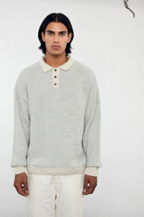 Erkek Konforlu Şık Dokulu Polo Yaka Uzun Kollu Akrilik Triko Kazak Soğuk Günlerin Vazgeçilmezi