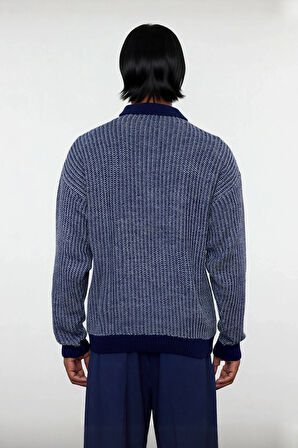 Erkek Konforlu Şık Dokulu Polo Yaka Uzun Kollu Akrilik Triko Kazak Soğuk Günlerin Vazgeçilmezi