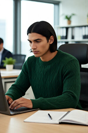 Erkek Regular Kalıp Bisiklet Yaka Dokulu Triko Kazak Casual Günlük Stilinize Rahat Dokunuş