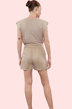 Kadın Kısa Boy Denim Şort Liyosel Straight Siluet Rahat Günlük Kombinler Dayanıklı Malzeme