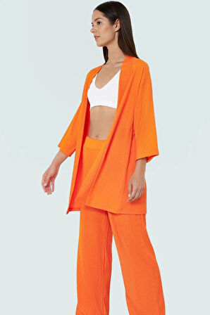 Polyester Örme Kadın Kimono Pantolon Takım Günlük Şıklık İçin Rahat Kullanım Seçkin Malzeme