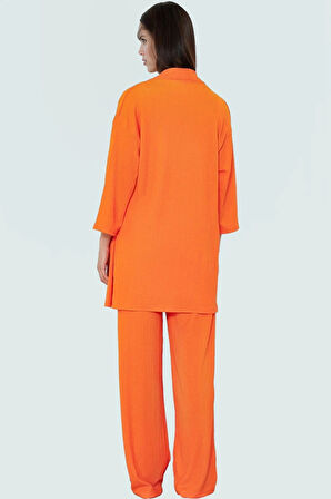 Polyester Örme Kadın Kimono Pantolon Takım Günlük Şıklık İçin Rahat Kullanım Seçkin Malzeme