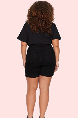 Kadın Yüksek Bel Skinny Denim Şort Düz Desen Esnek Konforlu Yaz Günlük Kullanım Hafta Sonu