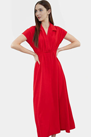 A line Kruvaze Yaka Kısa Kollu Aerobin Elbise Şıklık ve Konfor Bir Arada Seçkin Malzeme