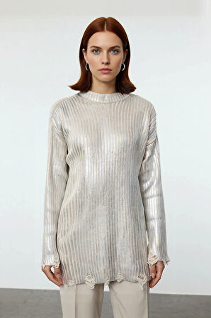 Kadın Basic Ribana Dokuma Bisiklet Yaka Düşük Kol Akrilik Triko Kazak Sonbahar Kış Şıklığı