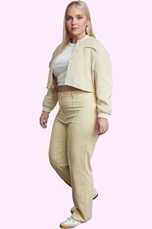 Kadın Dokuma Pantolon Yüksek Bel Geniş Paça Poliviskon Kumaş Günlük Kullanım Modern Tasarım