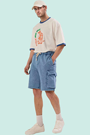 Erkek Yazlık Pamuk Şort Casual Dar Paça Normal Bel Yıkamalı Günlük Kullanım Modern Tasarım