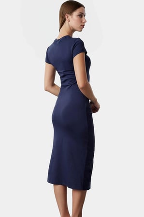 Pamuklu Midi Elbise Bodycon Büzgü Detay Yaz için Mükemmel Özel Tasarım Rahat Ve Şık