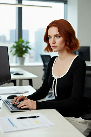 Kadın Basic Fitilli Triko Kazak Standart Kol Havuz Yaka İnce Yapısıyla Gün Boyu Konfor Sağlar