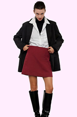 Kadın A line Mini Etek Renk Yüksek Bel Kemer Detaylı Günlük Kombin Yaz Aylarının Vazgeçilmezi