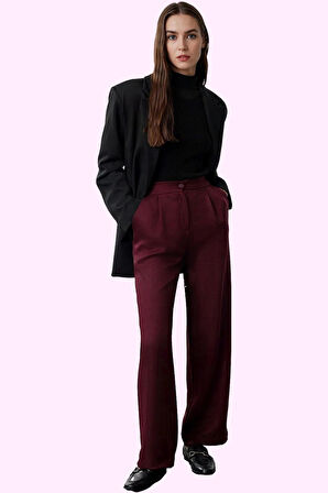 Kadın Straight Poliviskon Dokuma Pantolon Geniş Paça Yüksek Bel Kışlık Yaz Aylarının Vazgeçilmezi