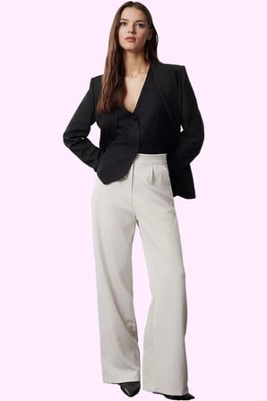 Kadın Casual Wide Leg Pantolon Dokuma Kumaş Yüksek Bel Çift Cepli Günlük Dayanıklı Malzeme