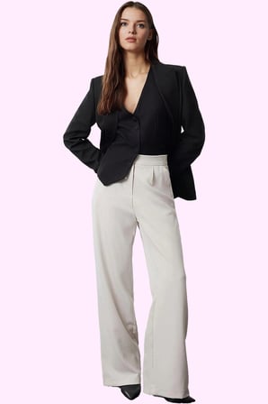 Kadın Casual Wide Leg Pantolon Dokuma Kumaş Yüksek Bel Çift Cepli Günlük Dayanıklı Malzeme