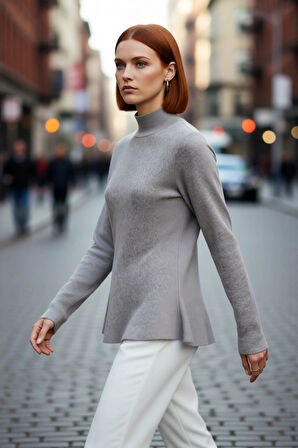 Kadın Casual Dik Yaka Triko Kazak Basic Regular Kalıp Kış Kombinleri İçin Konforlu Ve Şık Seçim